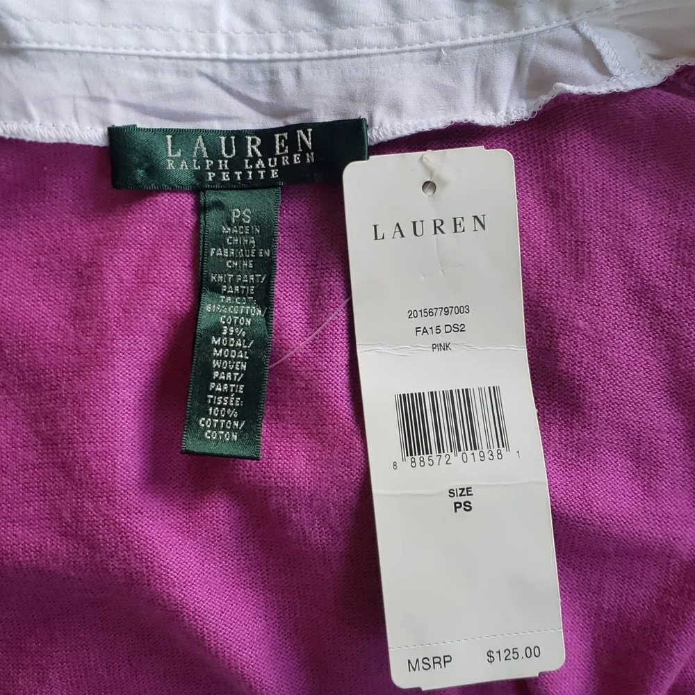 Ralph Lauren Petite Woman Blouse, Purple💜 and White🤍 Colors, Size PS. - Picture 5 of 5